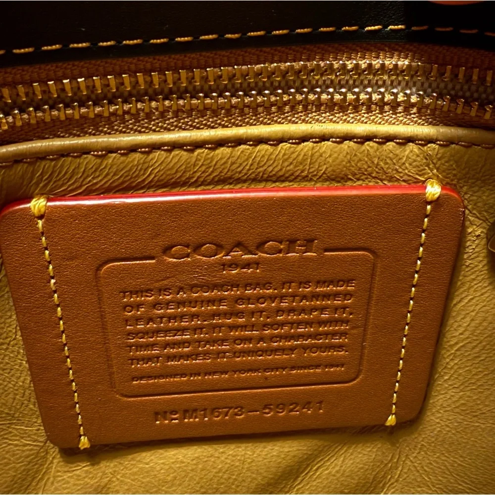 COACH 1941 Turnlock Saddle Crossbody Bag in Black Leather & Metal Braided Strap - Picture 5 of 14